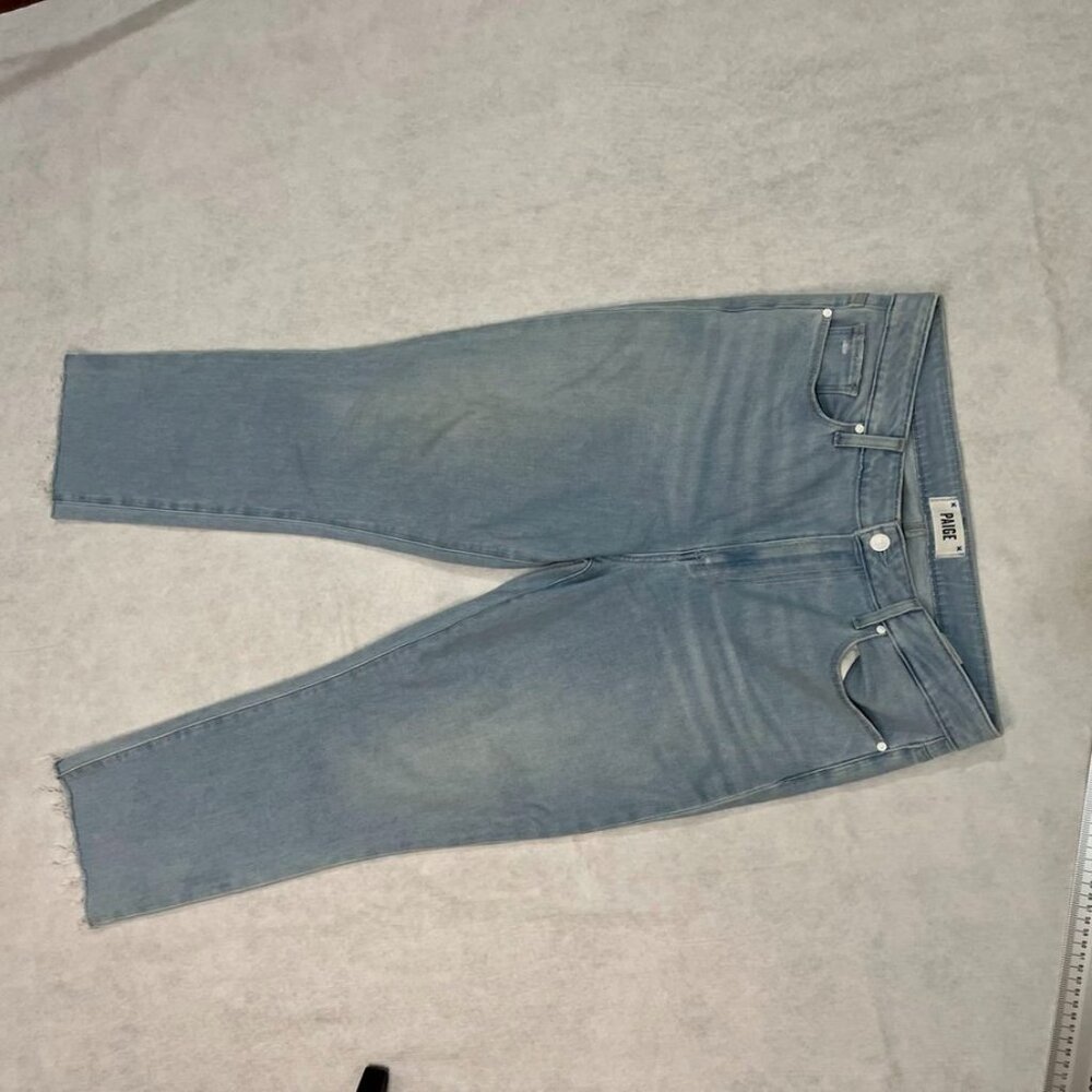 PAIGE Cindy High-Rise Straight-Leg Jeans Macaron Distressed Wash Size 32 - Picture 10 of 15